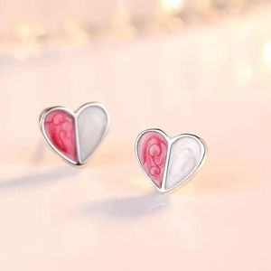 925 Sterling Silver Pink & White Heart Studs NWOT!GREAT VALENTINE'S DAY GIFT!!!